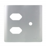 Placa p/ 2 Tomadas + Furo 4x4 - Novara Prata